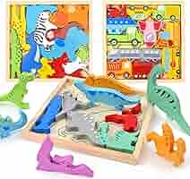 Amazon.co.jp: CORPER TOYS 木製パズル 動物 乗り物 知恵の板 型